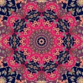 Flower - mandala. Seamless vector pattern in ethnic style Royalty Free Stock Photo