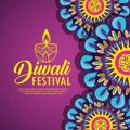 Flower mandalas and candle with diwali festival