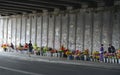 Flower marked under a road bridge