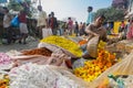 Flower market of Kolkata, West Bengal, India