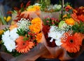 Flower market with various multicolored fresh flowers