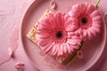 Flower and matzah in pink plate with a matzah, high quality, high resolution
