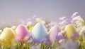 Flower Meadow Filled With Easter Eggs Royalty Free Stock Photo