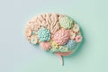 Flower model of human brain anatomy on pastel background. Generative AI Royalty Free Stock Photo