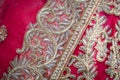 Flower motif on Pink colored lehenga with embroidery work Royalty Free Stock Photo