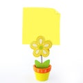 Flower note holder with empty yellow note