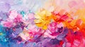 Flower oil painting with an abstract background