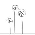 Flower one line continuous drawing illustration vector isolated on white background minimalism style Royalty Free Stock Photo