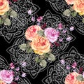 Flower with openwork.  Seamless pattern. Royalty Free Stock Photo