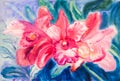 Flower original watercolor painting red color of orchid flower Royalty Free Stock Photo