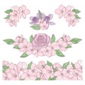 FLOWER ORNAMENT Decoration Clip Art Vector Illustration Set