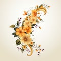 Flower ornaments clip art, isolated on a white background, showcases the artistic and decorative elements of floral design. Royalty Free Stock Photo