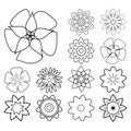 Flower Outline. Set of Flower Line Art. Flowers icon vector set. Set of Flower Outline isolated on White Background. Vector Royalty Free Stock Photo