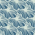 Flower outline silhouettes seamless pattern. Simple grey contoured ornament on navy blue background Royalty Free Stock Photo
