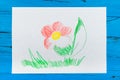 A flower is painted with red and green pencils Royalty Free Stock Photo
