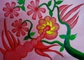 Flower painting on canvas created background design