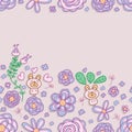 Flower pastel bear frame seamless pattern