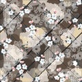 flower patchwork pattern on textures background