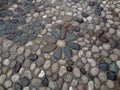 Flower Pattern Cobblestone Path Royalty Free Stock Photo