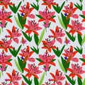 Seamless colorful floral background pattern. Decorative backdrop for fabric, textile, wrapping paper, card, invitation, wallpaper. Royalty Free Stock Photo