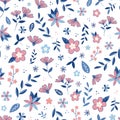 Flower blossom garden vector pattern. White background. Illustration