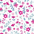 Flower blossom garden vector pattern. White background. Illustration Royalty Free Stock Photo