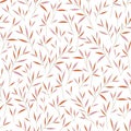 Samless pretty bamboo pink and orange leaves pattern. White background.