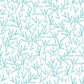 Samless pretty bamboo linear green leaves pattern. White background.