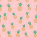 Pretty pineapple fruit seamless pattern vector.