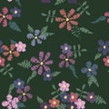 Flower pattern zigzagged dark Royalty Free Stock Photo