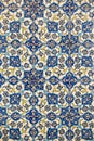 Flower patterns on ceramic tiles in the old Turkish style, detail of an Izmir-style patterned wall tile, texture of tiles turkey