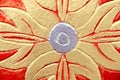 Flower patterns of thai traditional style in temple  of Thailand wall  background Royalty Free Stock Photo