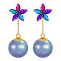 Flower pearl earrings mockup, realistic style