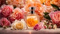 Flower bottle essence floral luxury concept care elegance transparent composition