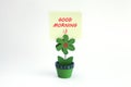 Flower photo clip with good morning message written on post it