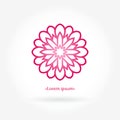 Flower pink logo. Stylized rose flower logotype. Simple circular
