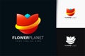 Flower planet logo design with gradient Royalty Free Stock Photo