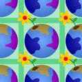 Flower on planet seamless background design Royalty Free Stock Photo