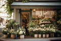 Flower plant city shop. Royalty Free Stock Photo