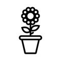 Flower plant pot icon isolated flat design vector illustration