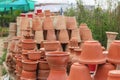 Flower and plant pots stacked at nursery for sale garden photography