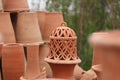 Flower and plant pots stacked at nursery for sale garden photography