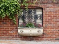 Flower Planter in Red Brick Wall Royalty Free Stock Photo