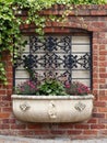 Flower Planter in Red Brick Wall Royalty Free Stock Photo