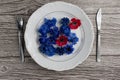 Flower on plate. Top view.