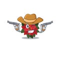 Flower Poinsettia dressed as a Cowboy holding guns