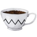 Flower pot in the form of a white cup with a zigzag pattern. Scandinavian, boho style.