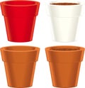 Flower pot in four different colors. Clean and isolated Royalty Free Stock Photo