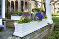 Flower pot on front porch of home Royalty Free Stock Photo