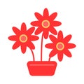 Flower in pot icon. Color, minimalist icon isolated on white background. Flower simple silhouette.